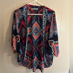 Maurices Multicolor Geometric Open-Front Kimono